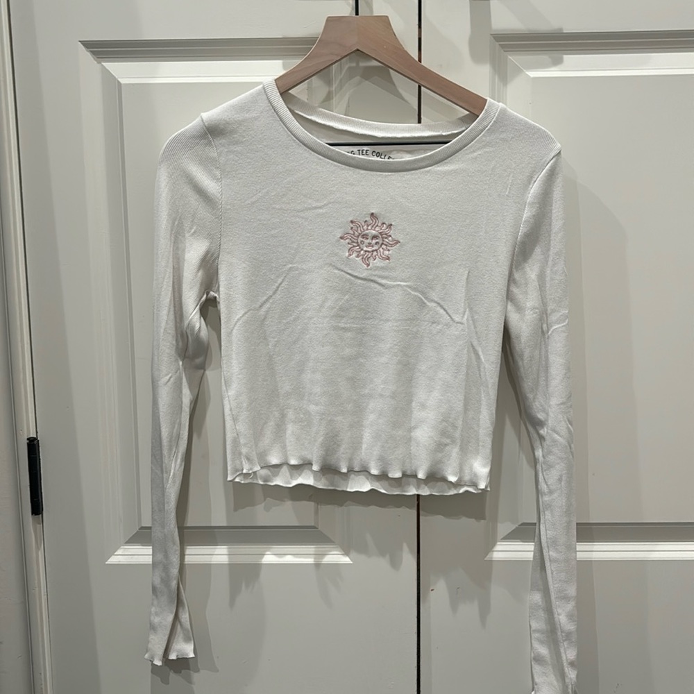 crooked long sleeve with pink sun design